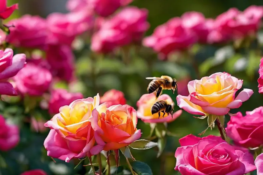 Bees and knockout roses