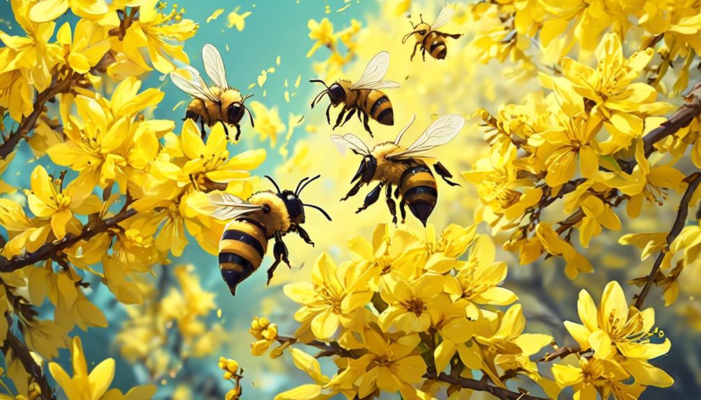 attracting bees with forsythia