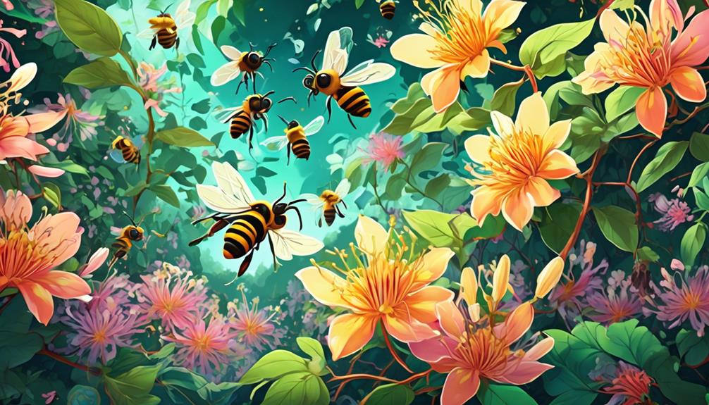 attracting bees with honeysuckle
