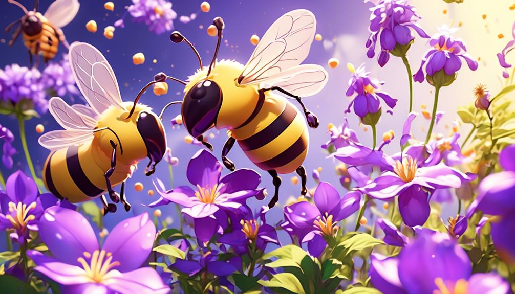 bees and balloon flowers