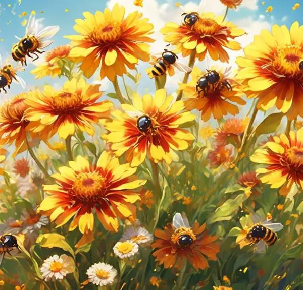 bees and blanket flower