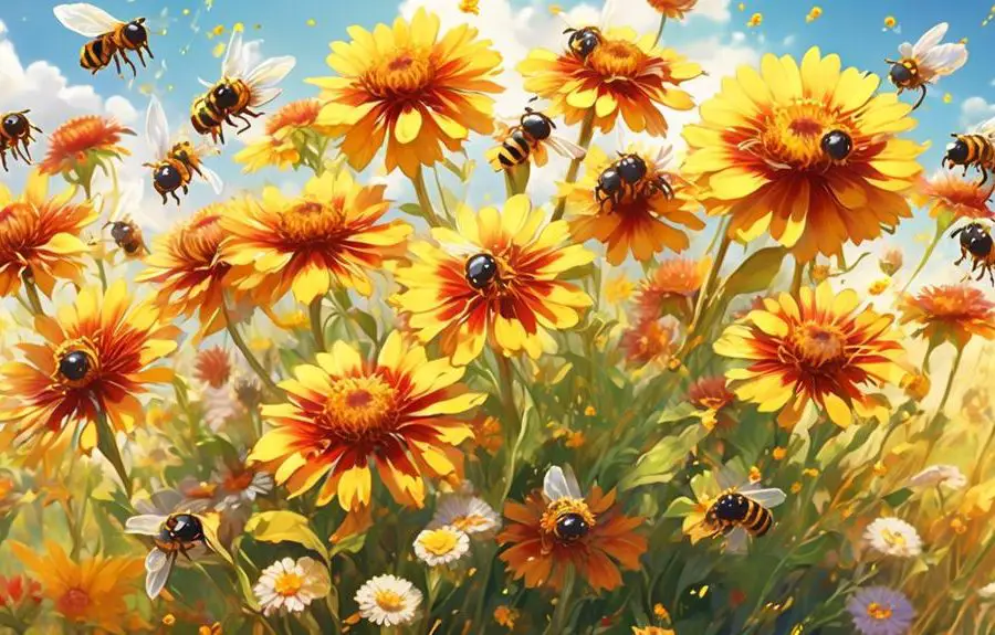 bees and blanket flower