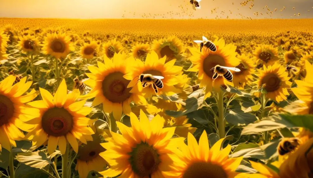 bees and sunflower pollination