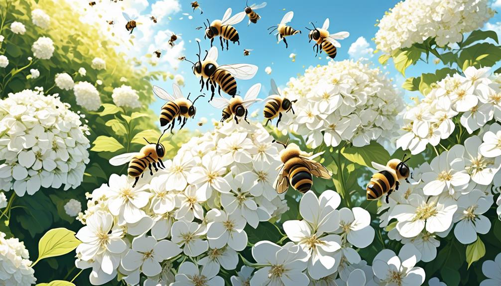 bees love annabelle hydrangeas