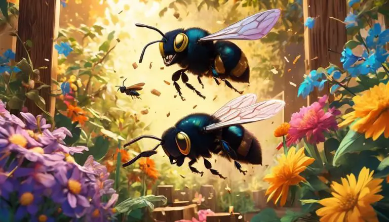 carpenter bees playfully flying