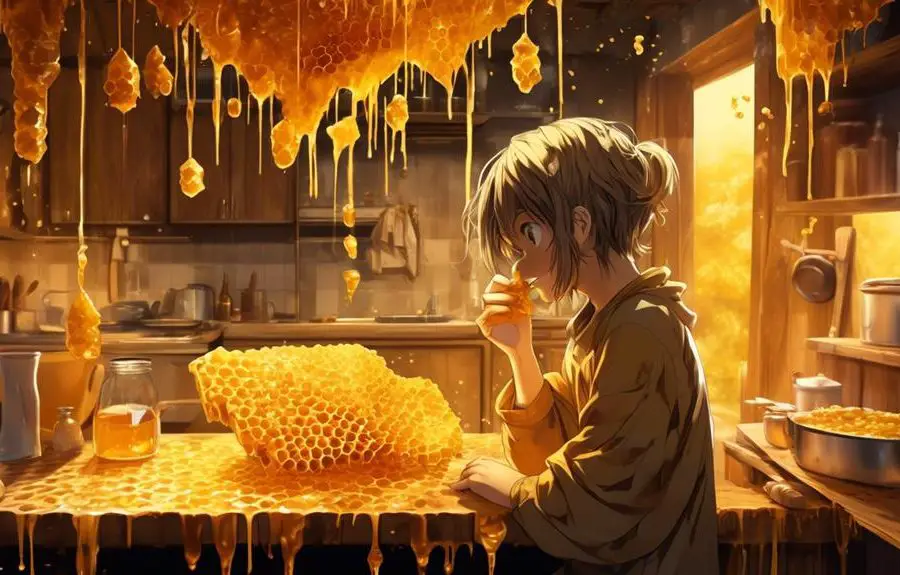 consuming beeswax with honey