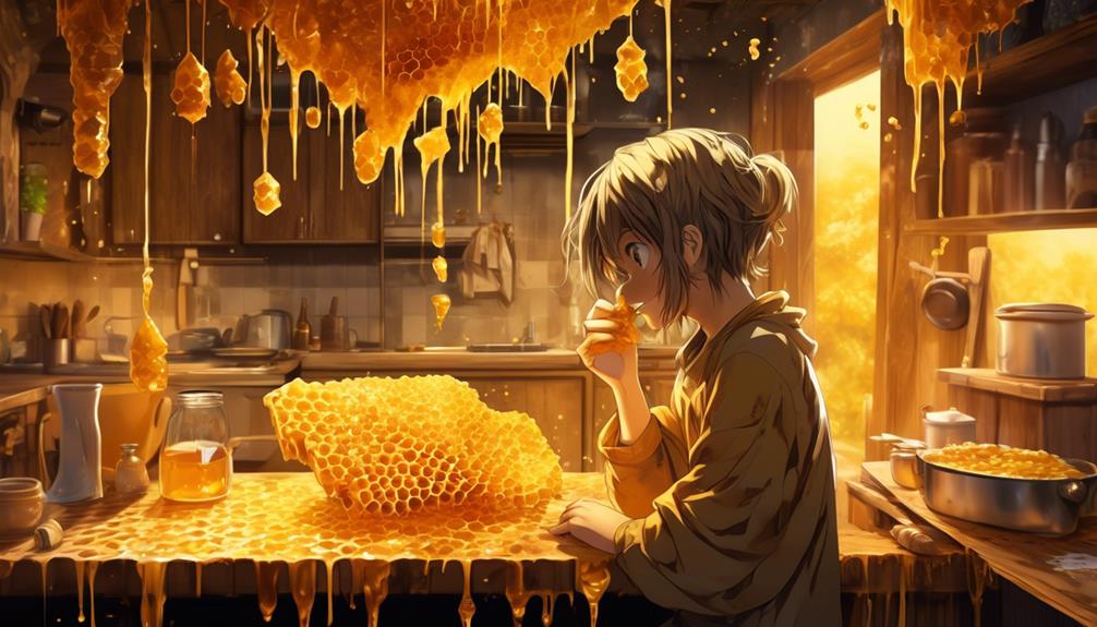 consuming beeswax with honey