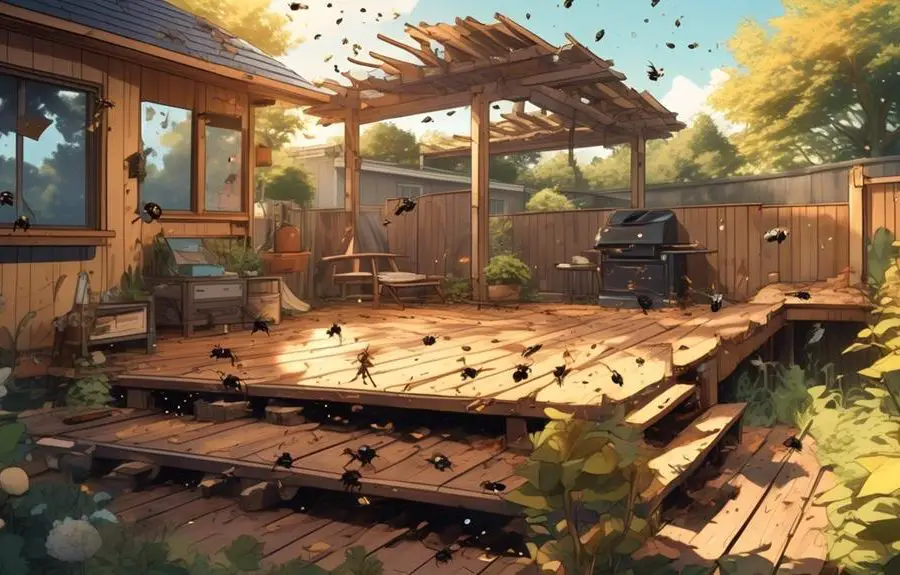 deck infested with carpenter bees