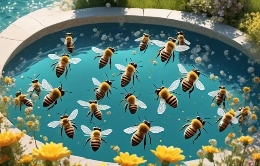 honey bees near pools