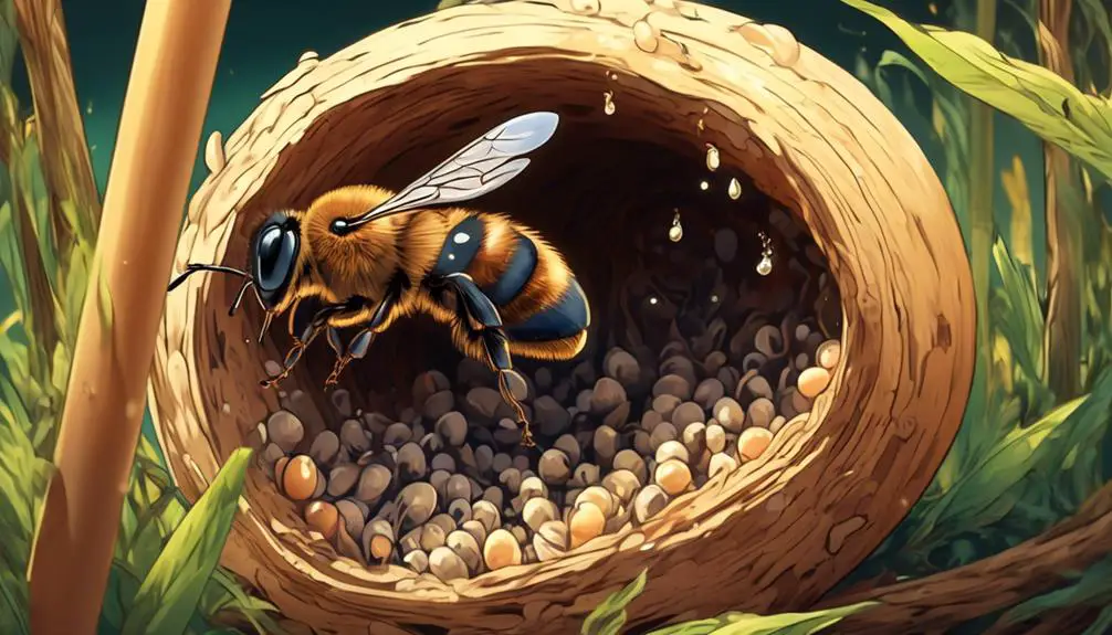 mason bee egg laying