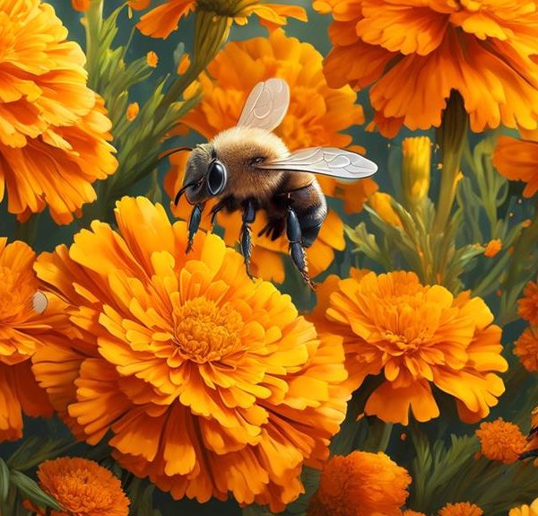 mason bees and marigolds