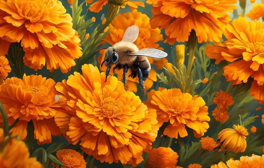 mason bees and marigolds