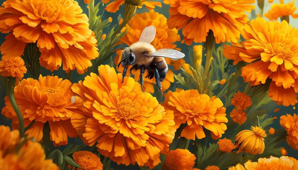 mason bees and marigolds