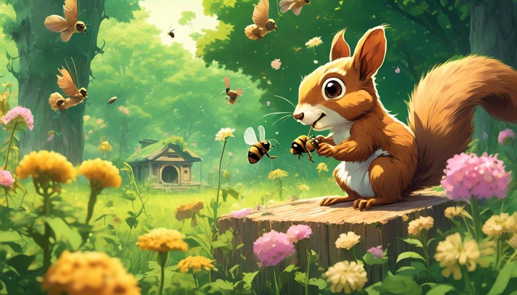squirrel and bee interactions