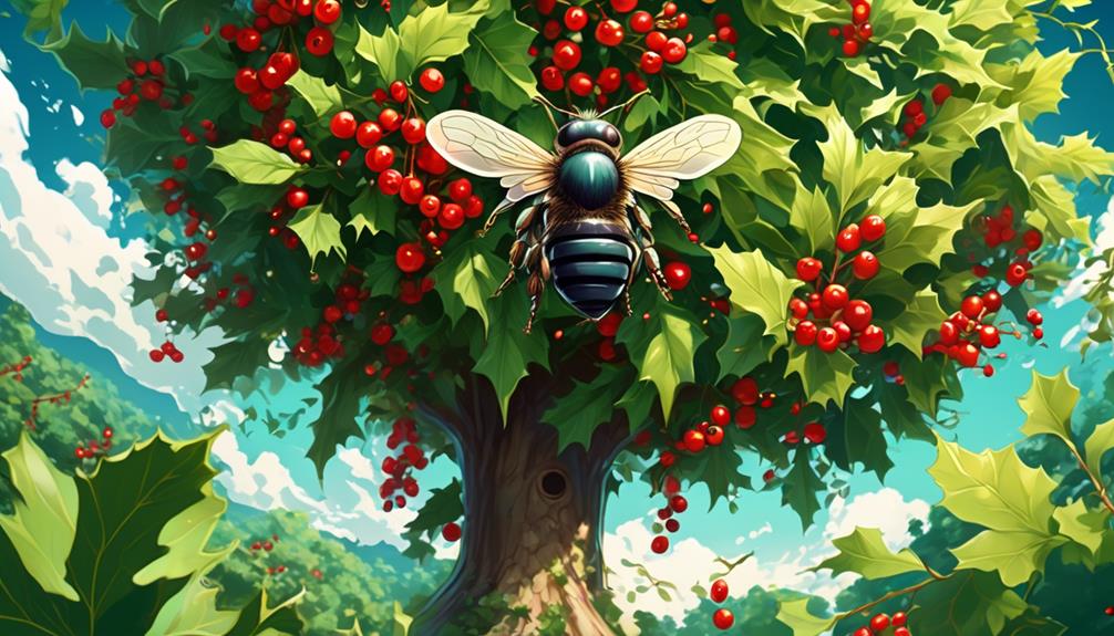 symbiotic relationship between holly trees and mason bees