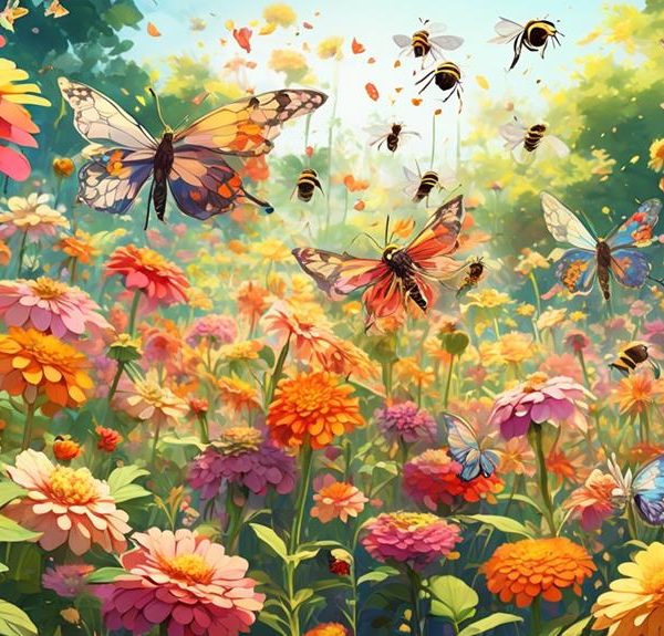 zinnias attract bees and butterflies