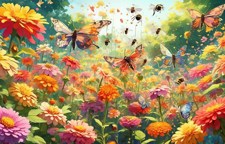 zinnias attract bees and butterflies