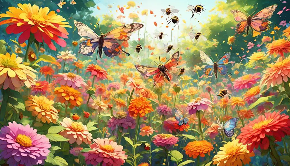 zinnias attract bees and butterflies